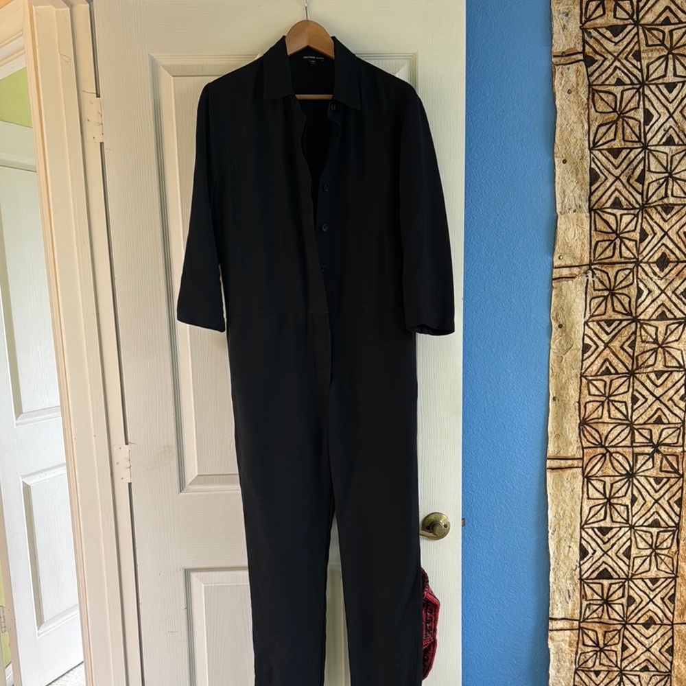 James Perse black linen blend jumpsuit 1